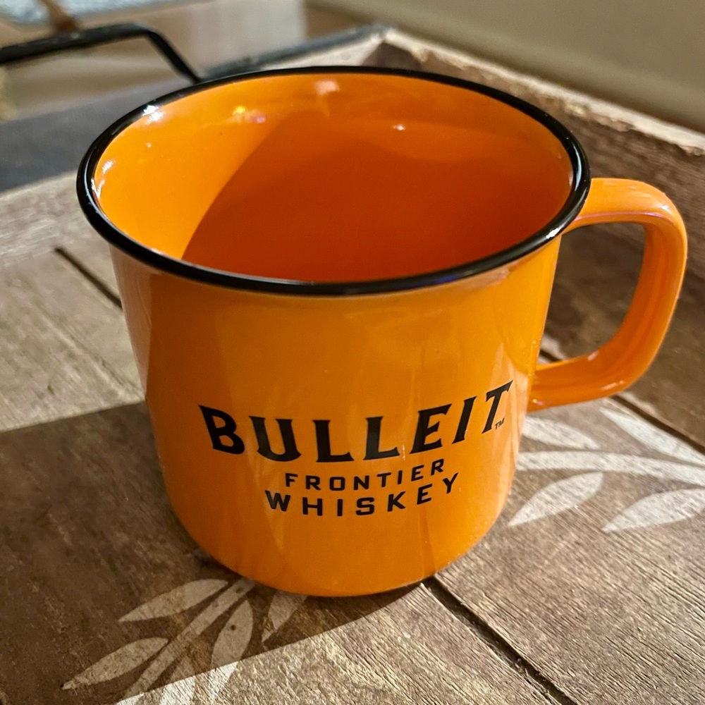 Bulleit Bourbon Frontier Whiskey 12 Oz Bourbon mug Orange Ceramic Coffee Cup